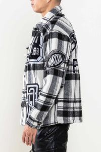 First Row - Multi Patches Wool Check Patting  - Jacket - Clique Apparel