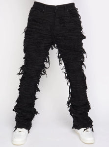 Politics - Debris508  Thrashed distressed Stack Flare - Black - Clique Apparel