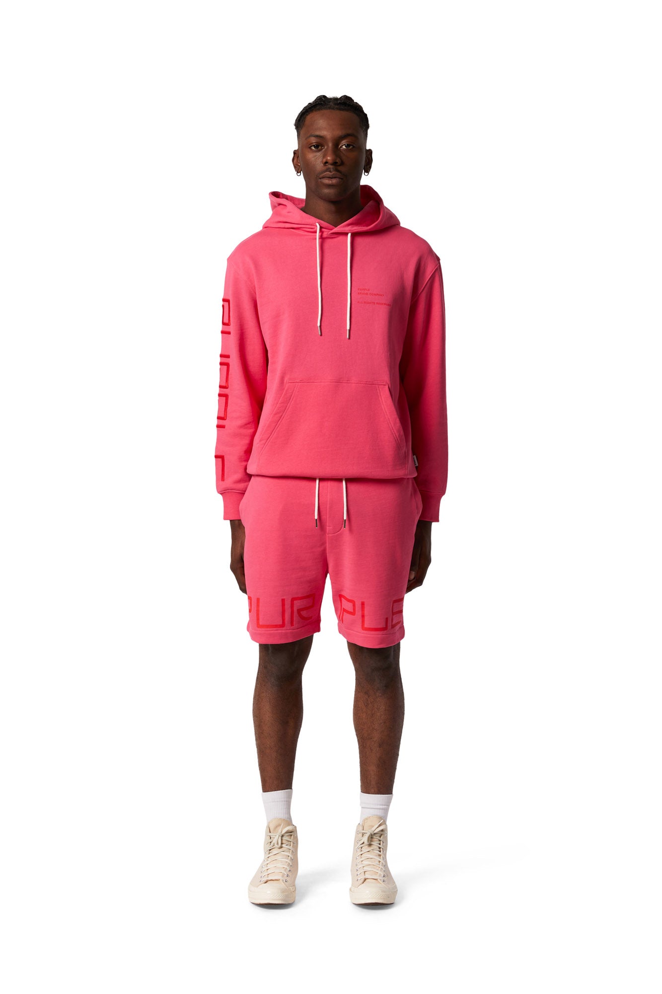 P413 RELAXED FIT SHORT - WORDMARK HOT PINK - Clique Apparel