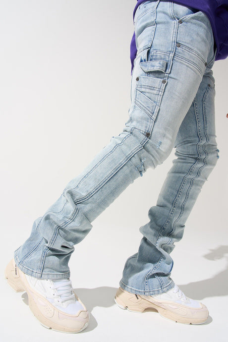 Serenede - ''Sky' Stacked Jeans - Blue Lt. - Clique Apparel