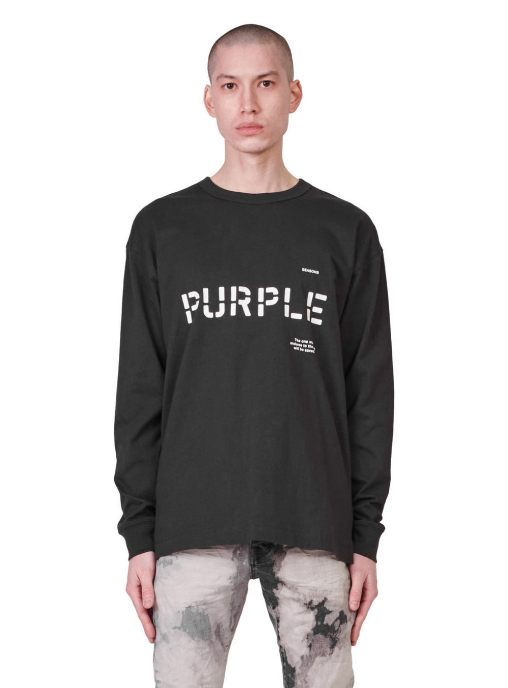 Purple-Brand Long Sleeve Shirt - Black Stencil Logo - P204 - Clique Apparel