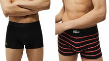 Load image into Gallery viewer, MEN&#39;S LACOSTE LONG STRETCH TULIP RED/BLACK/STRIPED COTTON BOXER BRIEF 3-PACK - Clique Apparel