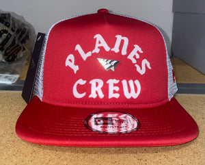 Paper Planes Crew Trucker Old School Snapback Red Grey Hat - Clique Apparel