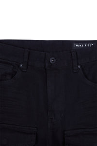 Smoke Rise - Stacked Utility Twill Pants - Black - Clique Apparel