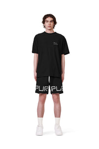 P413 Relaxed Fit Short - French Terry Sweat Short Wordmark Black - Clique Apparel