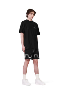 P413 Relaxed Fit Short - French Terry Sweat Short Wordmark Black - Clique Apparel