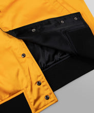 Load image into Gallery viewer, Paper Plane - Greatness Radio Reversible Bomber Jacket - Black/Gold - Clique Apparel