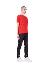 Load image into Gallery viewer, Purple - P001 Low Rise Skinny Jean Black Resin Knee Slit - Clique Apparel