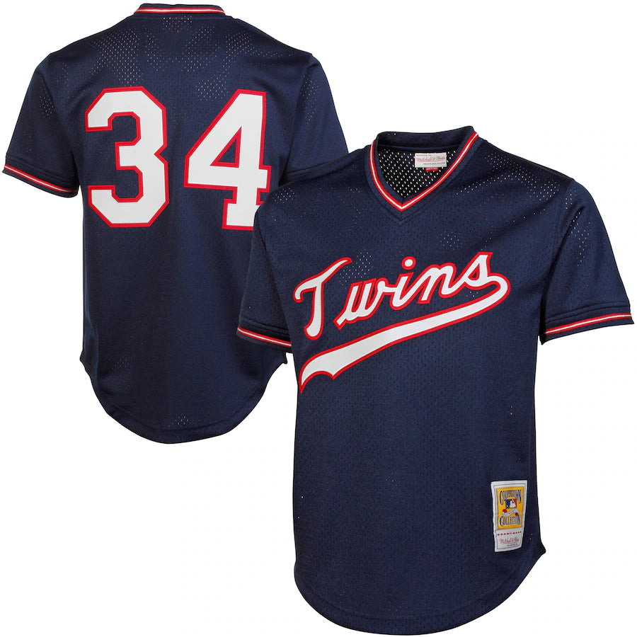 Kirby Puckett Minnesota Twins Mitchell & Ness 1985 Authentic Cooperstown Collection Mesh Batting Practice Jersey - Navy - Clique Apparel